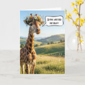 Lustiger Geburtstags-Giraffe mit Blumenkrone Karte (Gelbe Blume)
