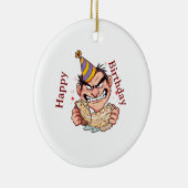 Lustiger Geburtstagsaufkleber Keramik Ornament (Rechts)