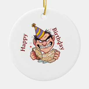 Lustiger Geburtstagsaufkleber Keramik Ornament