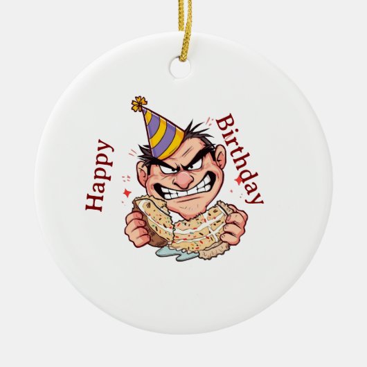Lustiger Geburtstagsaufkleber Keramik Ornament (Vorne)