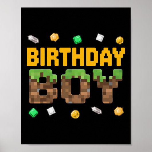 Lustiger Geburtstagsjunge Videospiel Pixel-Nummer  Poster (Vorne)