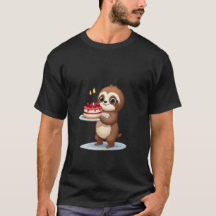 Lustiger Geburtstagskuchen mit Faultier-Kostüm für T-Shirt