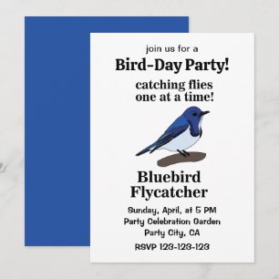 Lustiger Geburtstagsparty mit Blaumeise auf Ast Einladung