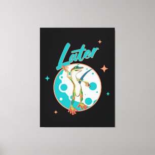 Lustiger Gecko Später Prokrastinations Humor Leinwanddruck