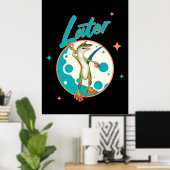 Lustiger Gecko Später Prokrastinations Humor Poster (Heimbüro)