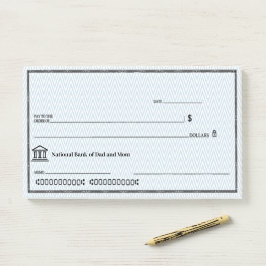 Lustiger gefälschter Blankoscheck Personalisieren  Post-it Klebezettel (Auf Schreibtisch)