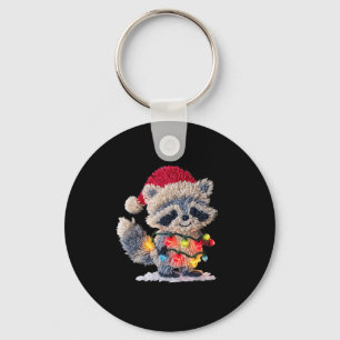 Lustiger gehäkelter Weihnachts-Waschbär-Weihnachts Schlüsselanhänger
