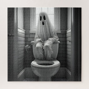 Lustiger Geist auf der Toilette sitzend Puzzle