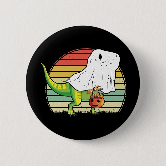 Lustiger Geist Dinosaurier Halloween Button (Vorderseite)