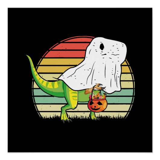 Lustiger Geist Dinosaurier Halloween Poster (Vorderseite)