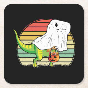Lustiger Geist Dinosaurier Halloween Rechteckiger Pappuntersetzer