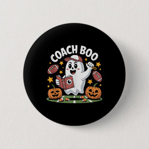 Lustiger Geist-Fußballtrainer Halloween-Design für Button