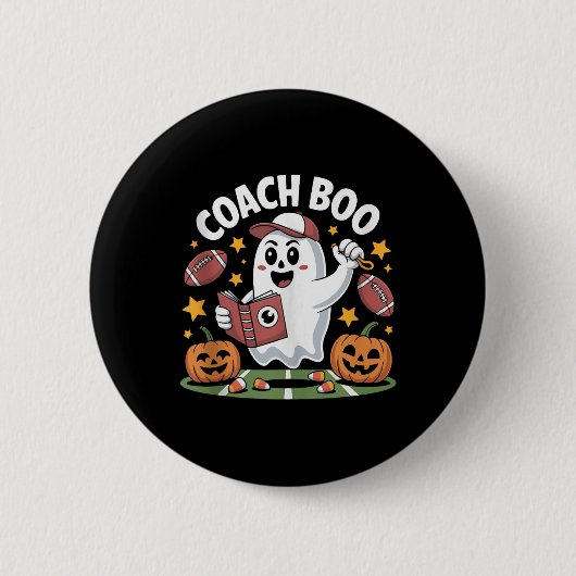 Lustiger Geist-Fußballtrainer Halloween-Design für Button (Vorderseite)