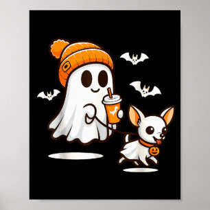 Lustiger Geist gehender Chihuahua-Hund Halloween F Poster