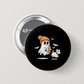 Lustiger Geist gehender Hund Geist Hund Halloween Button (Vorne & Hinten)
