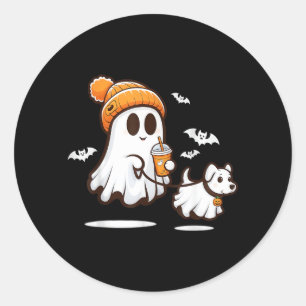 Lustiger Geist gehender Hund Geist Hund Halloween Runder Aufkleber