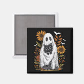Lustiger Geist hält schwarze Katze Halloween-Geist Magnet (Vorderseite/Rückseite)