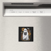 Lustiger Geist hält schwarze Katze Halloween-Geist Magnet (In Situ (Geschirrspüler))