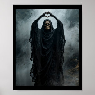 Lustiger Geist Herz Hände gruseliges Gesicht Horro Poster