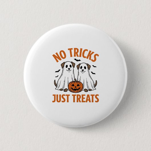 Lustiger Geist-Hund Halloween Keine Tricks, nur Le Button (Vorderseite)
