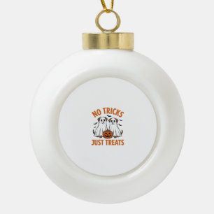 Lustiger Geist-Hund Halloween Keine Tricks, nur Le Keramik Kugel-Ornament