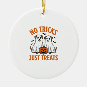 Lustiger Geist-Hund Halloween Keine Tricks, nur Le Keramik Ornament