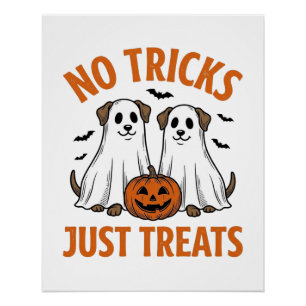 Lustiger Geist-Hund Halloween Keine Tricks, nur Le Poster