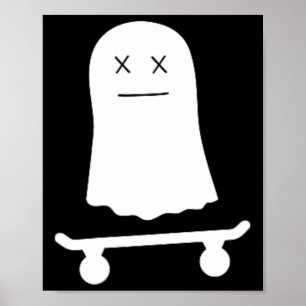 Lustiger Geist Skateboard Skater Fauler Halloween- Poster