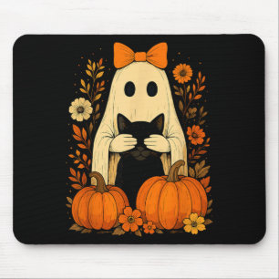Lustiger Geistbogen hält schwarze Katze fällt Hall Mousepad
