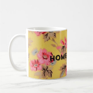 Lustiger gelber Vintage-Blumenbecher Kaffeetasse