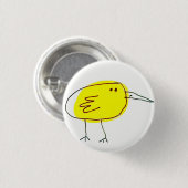 Lustiger gelber Vogel Doodle Button (Vorne & Hinten)