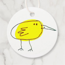 Lustiger gelber Vogel Doodle Geschenkanhänger