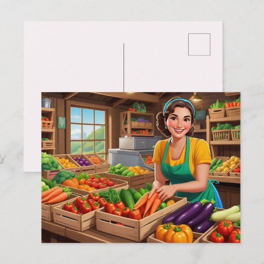Lustiger Gemüsehändler für jeden Zweck Postkarte (Vorne/Hinten)