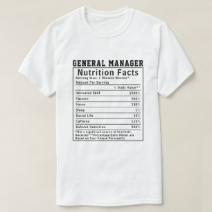 Lustiger General Manager Ernährungsfakten Chef Ges T-Shirt