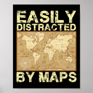 Lustiger Geografielehrer, leicht durch Karten abge Poster