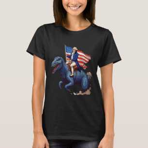 Lustiger George Washington auf einem Tyrannosaurus T-Shirt