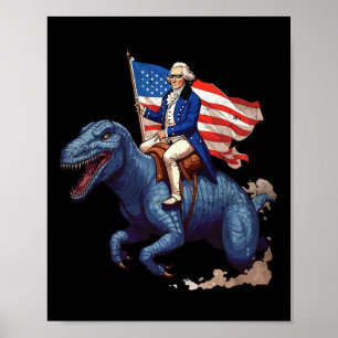Lustiger George Washington reitet auf einem Tyrann Poster