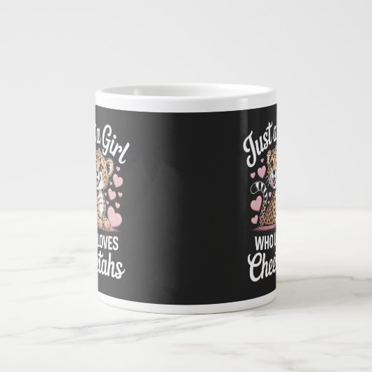 Lustiger Gepard-Zitat Jumbo-Tasse (Vorderseite)