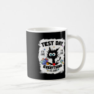 Lustiger gestresster Katzenlehrer Schultag Schüler Kaffeetasse