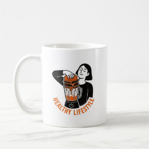 Lustiger gesunder Lebensstil Burger Blender Linols Kaffeetasse