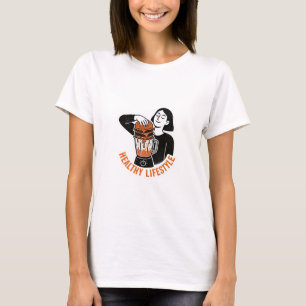 Lustiger gesunder Lebensstil Burger Mixer Linolsch T-Shirt