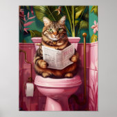 Lustiger Getigerter Katze Badezimmer Druck Verschr Poster (Vorne)