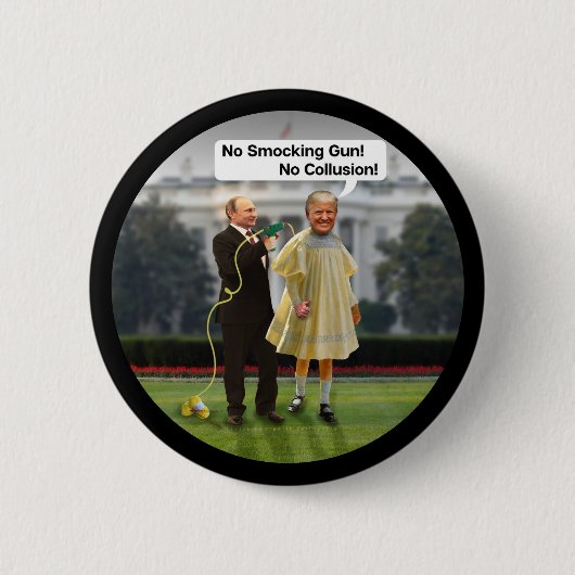 Lustiger Gewehr-Witz Donald Trump Putin Smocking Button (Vorderseite)