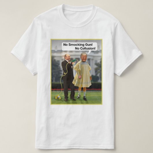 Lustiger Gewehr-Witz Donald Trump Putin Smocking T-Shirt (Design vorne)