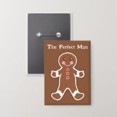 Lustiger Gingerbread Man Knopf Button (Vorderseite/Rückseite)