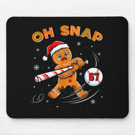 Lustiger Gingerbread Man Oh Snap 67 Baseball Meme Mousepad (Vorne)