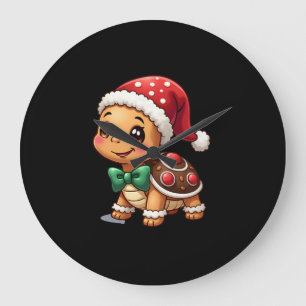 Lustiger Gingerbread Man Turtle Weihnachten Damen Große Wanduhr