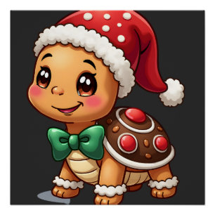 Lustiger Gingerbread Mann Turtle Weihnachten Damen Poster