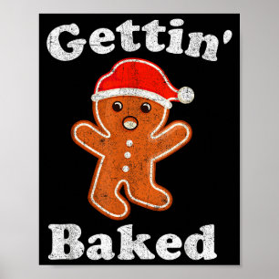 Lustiger Gingerbread-Mann wird gebacken Cookie-Bac Poster