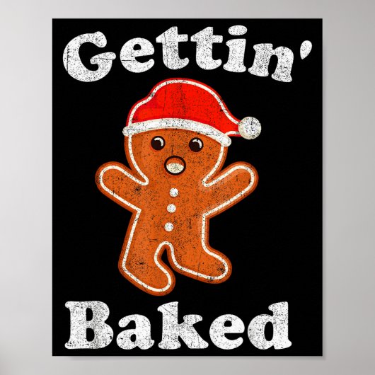 Lustiger Gingerbread-Mann wird gebacken Cookie-Bac Poster (Vorne)
